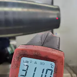 Hot metal spinning temperature detection